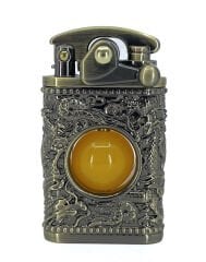 Zorro Ultimate Justice Antik Bronz Ejderha Kabartmalı Benzinli Muhtar Çakmağı - Özel Hediyelik Kutulu