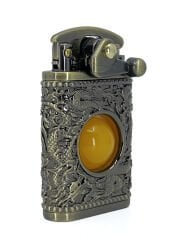 Zorro Ultimate Justice Antik Bronz Ejderha Kabartmalı Benzinli Muhtar Çakmağı - Özel Hediyelik Kutulu