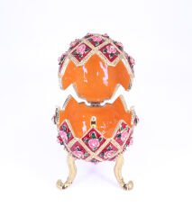 Swarowski Taşlı Dekoratif Yumurta Mücevher/Takı Kutusu - Kırmızı