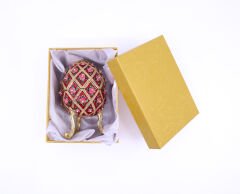Swarowski Taşlı Dekoratif Yumurta Mücevher/Takı Kutusu - Kırmızı