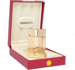 Vindiesel Metalik Sarı Soft Flame Çakmak Kabartmalı Logo