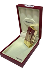 Vindiesel Metalik Sarı Soft Flame Çakmak Kabartmalı Logo