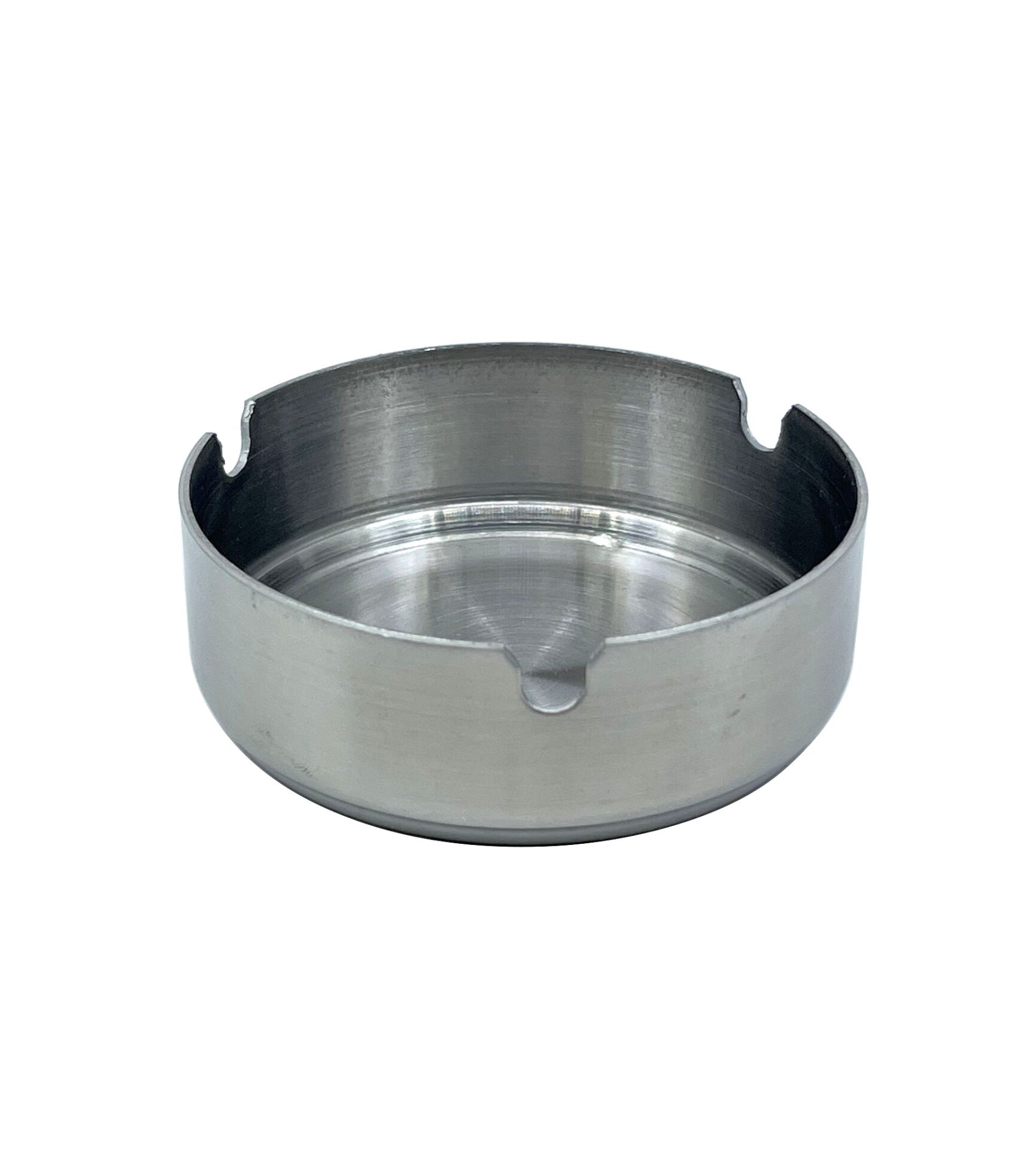 Paslanmaz Çelik Yuvarlak Metal Küllük - Lüks Fırçalanmış Tasarım 8 cm