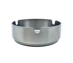 Paslanmaz Çelik Yuvarlak Metal Küllük - Lüks Fırçalanmış Tasarım 8 cm