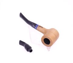 Pipsan Poker Lacivert Bilezik 9mm Filtreli Çift Ağızlıklı Pipo - Naturel