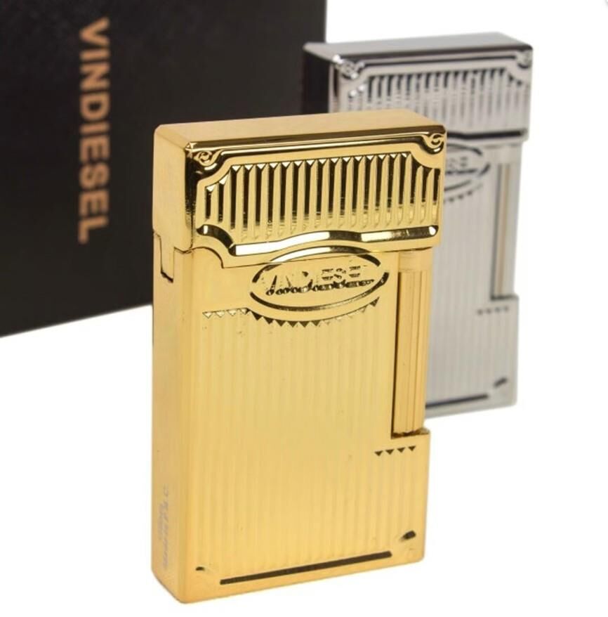 Vindiesel Soft Flame Çakmak Metalik Sarı Çizgili Kabartma Dizayn