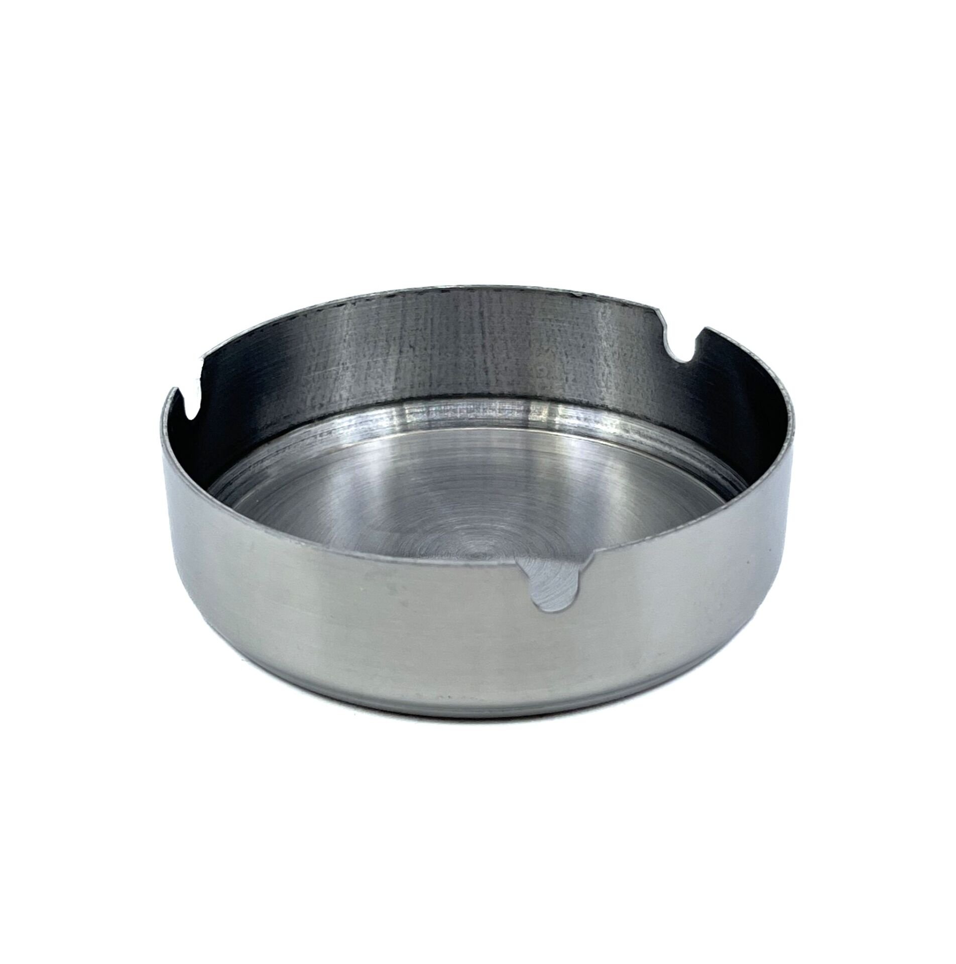 Paslanmaz Çelik Yuvarlak Metal Küllük - Lüks Fırçalanmış Tasarım 10 cm