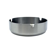 Paslanmaz Çelik Yuvarlak Metal Küllük - Lüks Fırçalanmış Tasarım 10 cm