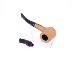 Pipsan Poker Sarı Bilezik 9mm Filtreli Çift Ağızlıklı Pipo - Naturel