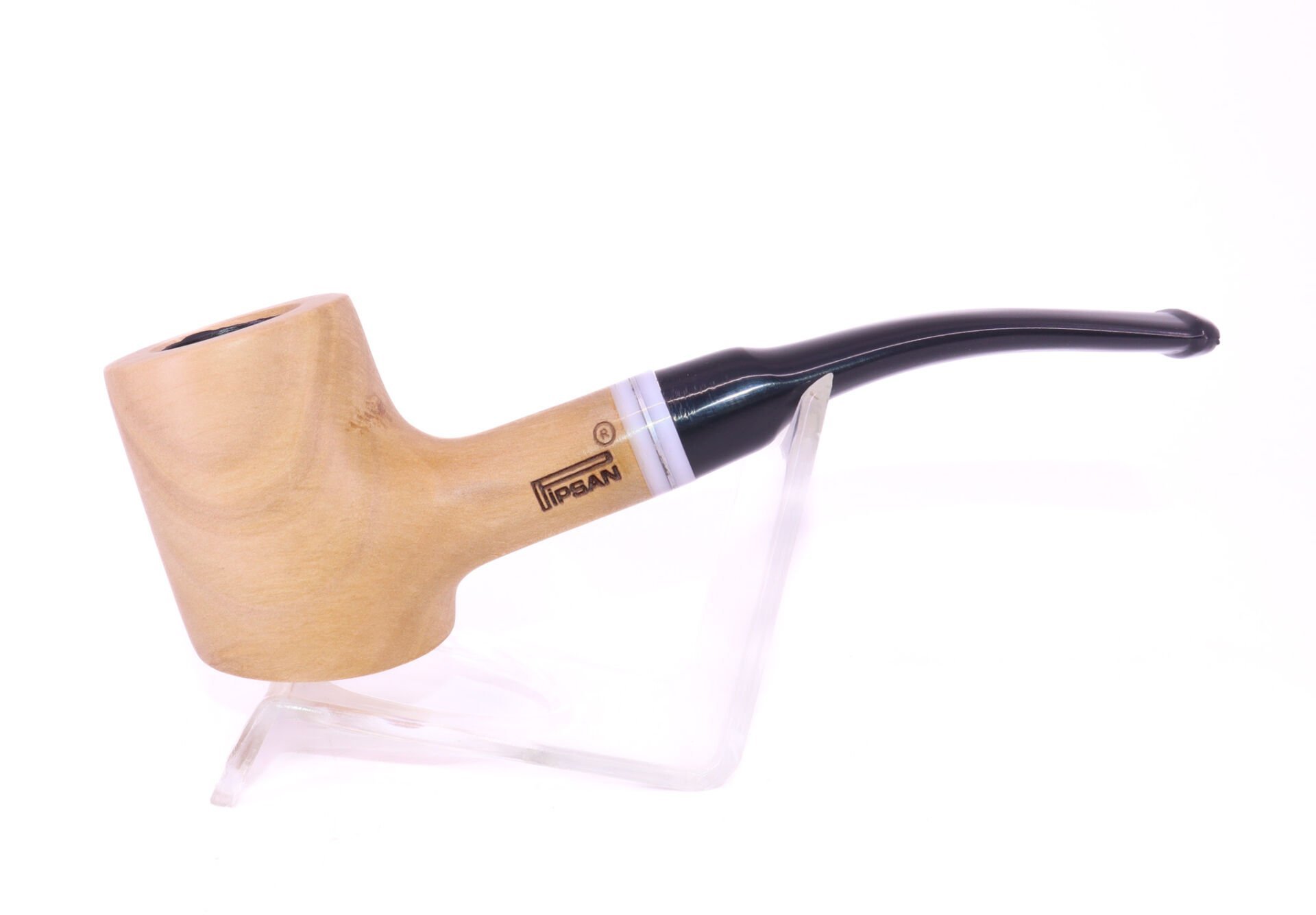 Pipsan Poker Beyaz Bilezik 9mm Filtreli Çift Ağızlıklı Pipo - Naturel
