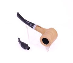 Pipsan Poker Beyaz Bilezik 9mm Filtreli Çift Ağızlıklı Pipo - Naturel