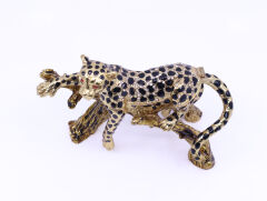 Swaroski Taşlı Leopar Mücevher - Takı Saklama Kutusu
