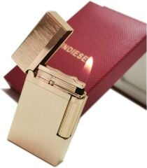 Vindiesel Metalik Sarı Brushed Dizayn Soft Flame Çakmak