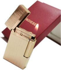 Vindiesel Metalik Sarı Brushed Dizayn Soft Flame Çakmak