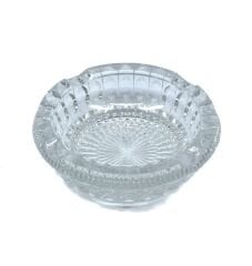 Kristal Kesme Cam Küllük, Klasik Yuvarlak Tasarım, Ofis ve Ev Dekorasyonu İçin Şık Kül Tablası, Dayanıklı Kalın Cam, 14 cm