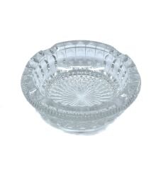 Kristal Kesme Cam Küllük, Klasik Yuvarlak Tasarım, Ofis ve Ev Dekorasyonu İçin Şık Kül Tablası, Dayanıklı Kalın Cam, 14 cm