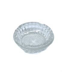 Kristal Kesme Cam Küllük, Klasik Yuvarlak Tasarım, Ofis ve Ev Dekorasyonu İçin Şık Kül Tablası, Dayanıklı Kalın Cam, 14 cm