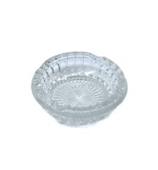 Kristal Kesme Cam Küllük, Klasik Yuvarlak Tasarım, Ofis ve Ev Dekorasyonu İçin Şık Kül Tablası, Dayanıklı Kalın Cam, 14 cm