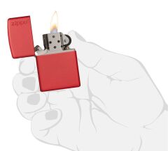 Zippo Red Matte Logo Dizayn Kırmızı Çakmak