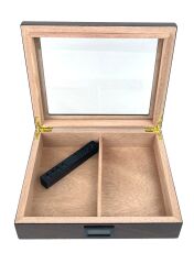 Vip Camlı Puro Saklama Kutusu/Humidor - Kahverengi