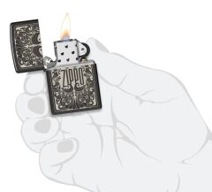 Zippo High Polish Black Flowing Pattern Dizayn