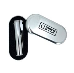 Clipper Metal Benzinli Çakmak - Parlak Gümüş (Parlak Krom) Özel Metal Kutulu