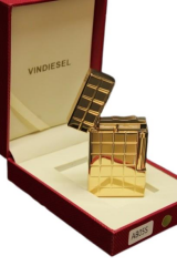 Vindiesel Soft Flame Çakmak Metalik Sarı Square Kabartma Dizayn