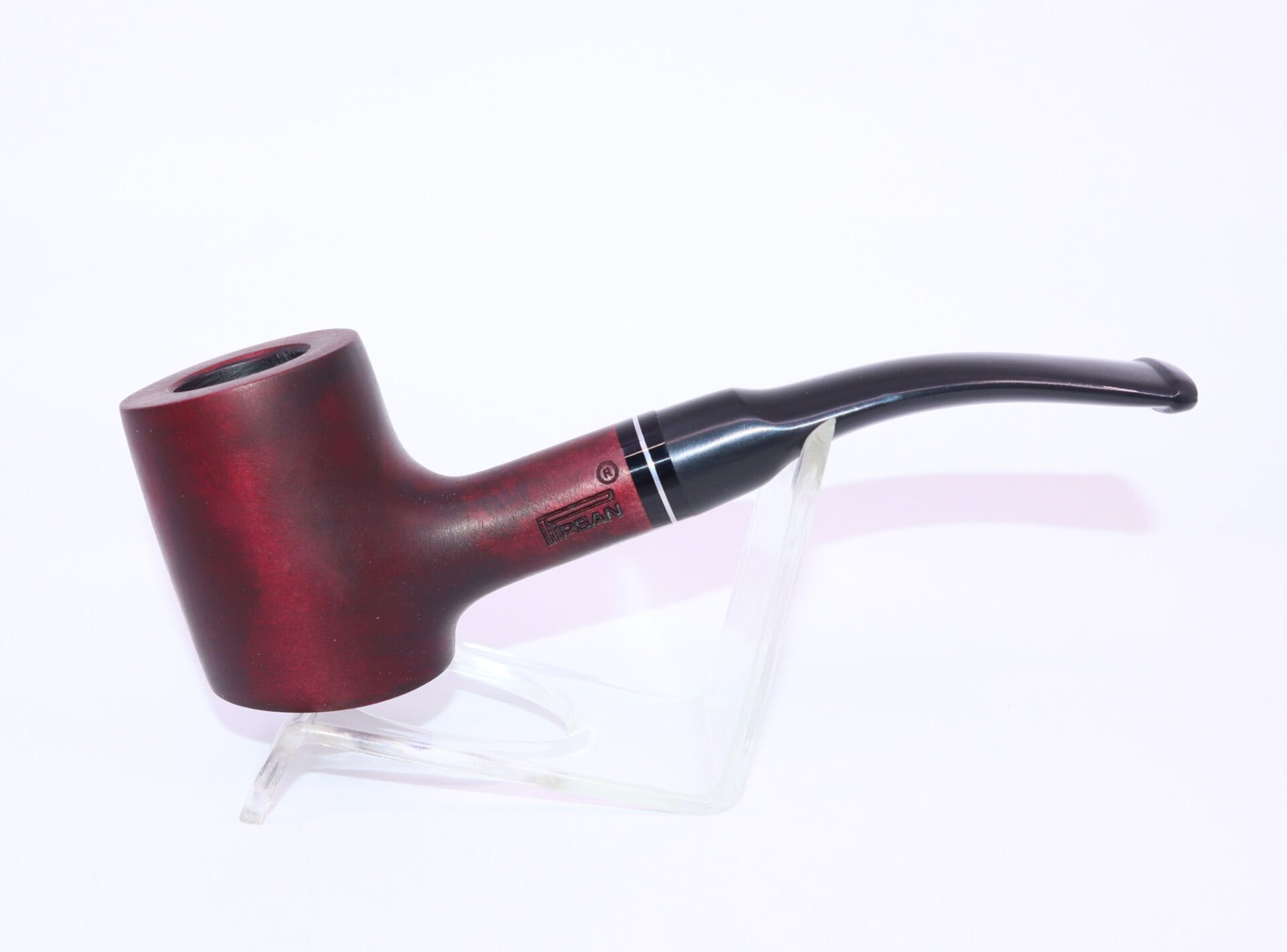 Pipsan Poker Siyah Bilezik 9mm Filtreli Çift Ağızlıklı Pipo - Vişne