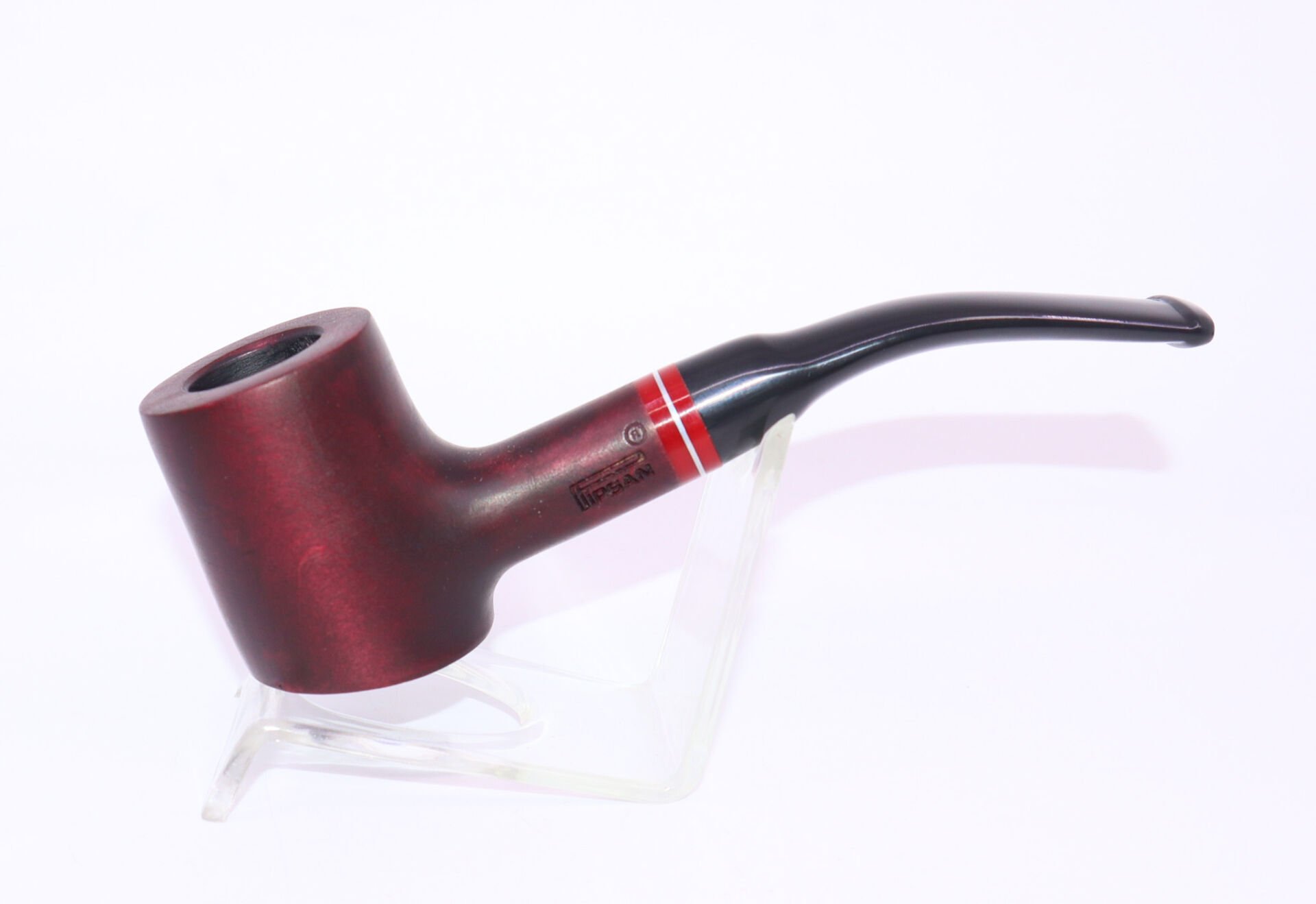 Pipsan Poker Kırmızı Bilezik 9mm Filtreli Çift Ağızlıklı Pipo - Vişne