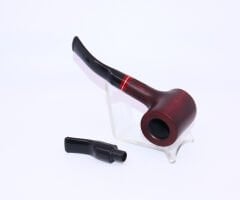 Pipsan Poker Kırmızı Bilezik 9mm Filtreli Çift Ağızlıklı Pipo - Vişne