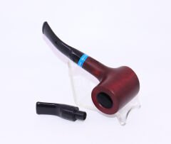 Pipsan Poker Mavi Bilezik 9mm Filtreli Çift Ağızlıklı Pipo - Vişne