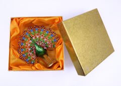 Swarovski Taşlı Yeşil Tavus Kuşu Figürlü Mücevher-Takı Kutusu