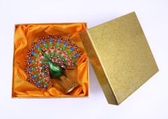 Swarovski Taşlı Yeşil Tavus Kuşu Figürlü Mücevher-Takı Kutusu