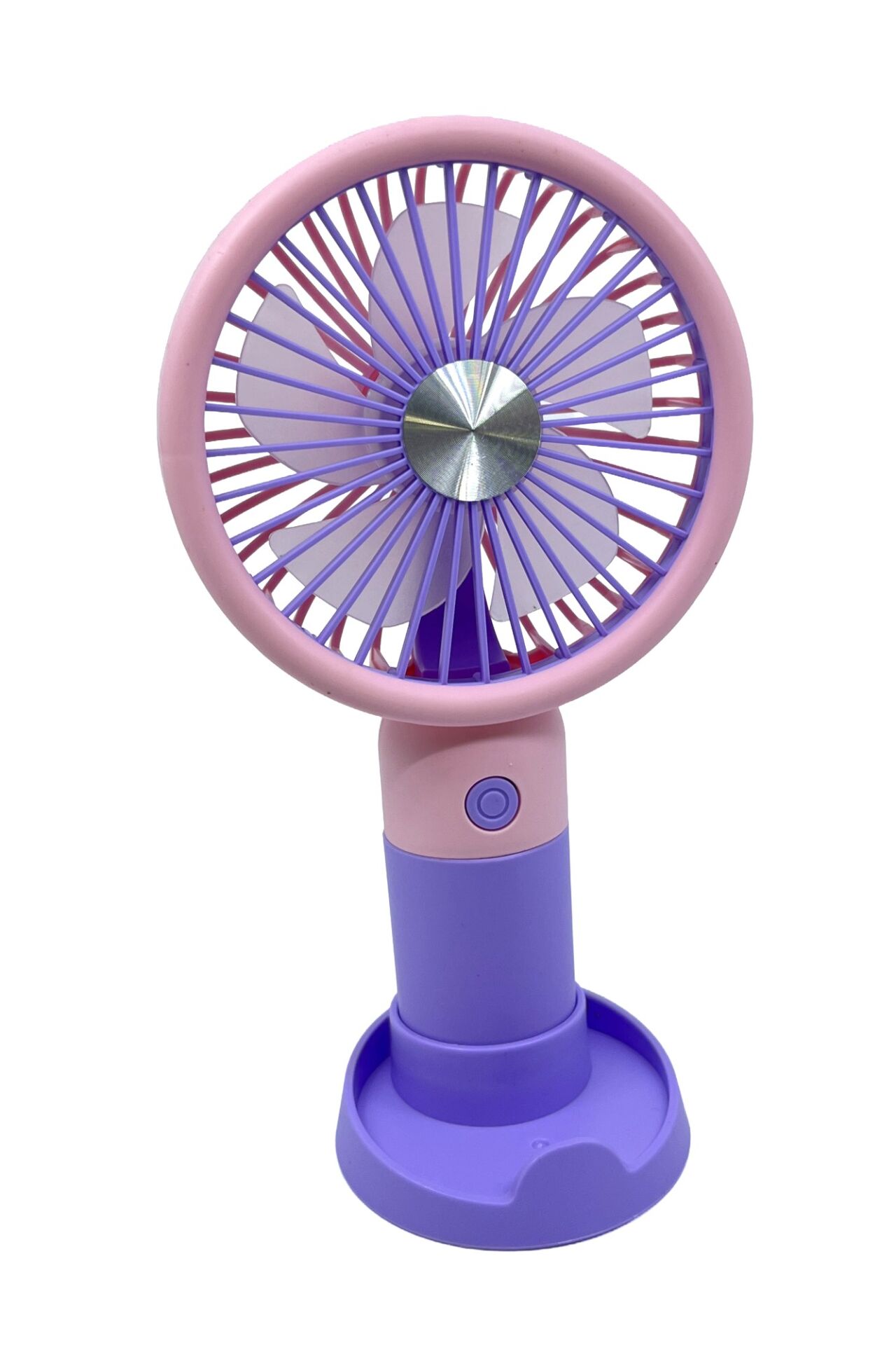 Şarjlı Taşınabilir El Pervanesi / Masa Üstü Mini Fan (Mor-Pembe)