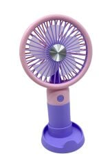 Şarjlı Taşınabilir El Pervanesi / Masa Üstü Mini Fan (Mor-Pembe)
