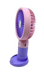 Şarjlı Taşınabilir El Pervanesi / Masa Üstü Mini Fan (Mor-Pembe)