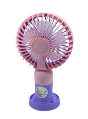 Şarjlı Taşınabilir El Pervanesi / Masa Üstü Mini Fan (Mor-Pembe)