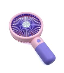 Şarjlı Taşınabilir El Pervanesi / Masa Üstü Mini Fan (Mor-Pembe)