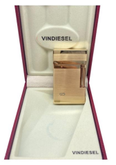 Vindiesel Metalik Sarı Brushed Dizayn Logolu Soft Flame Çakmak