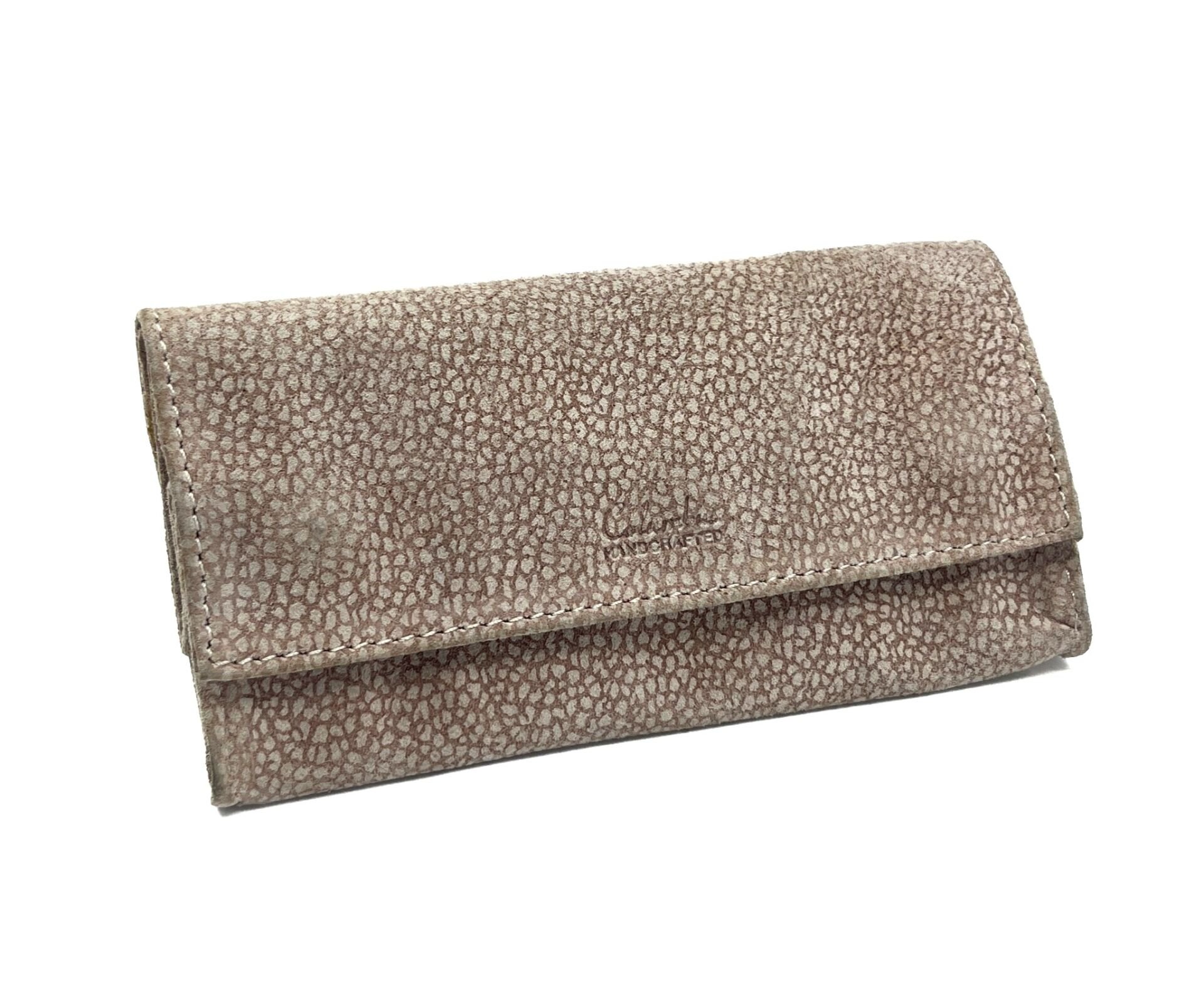 El İşçiliği (Handcraft) Vintage Suni Deri Tütün Kesesi - Bej-Vizon Dokulu