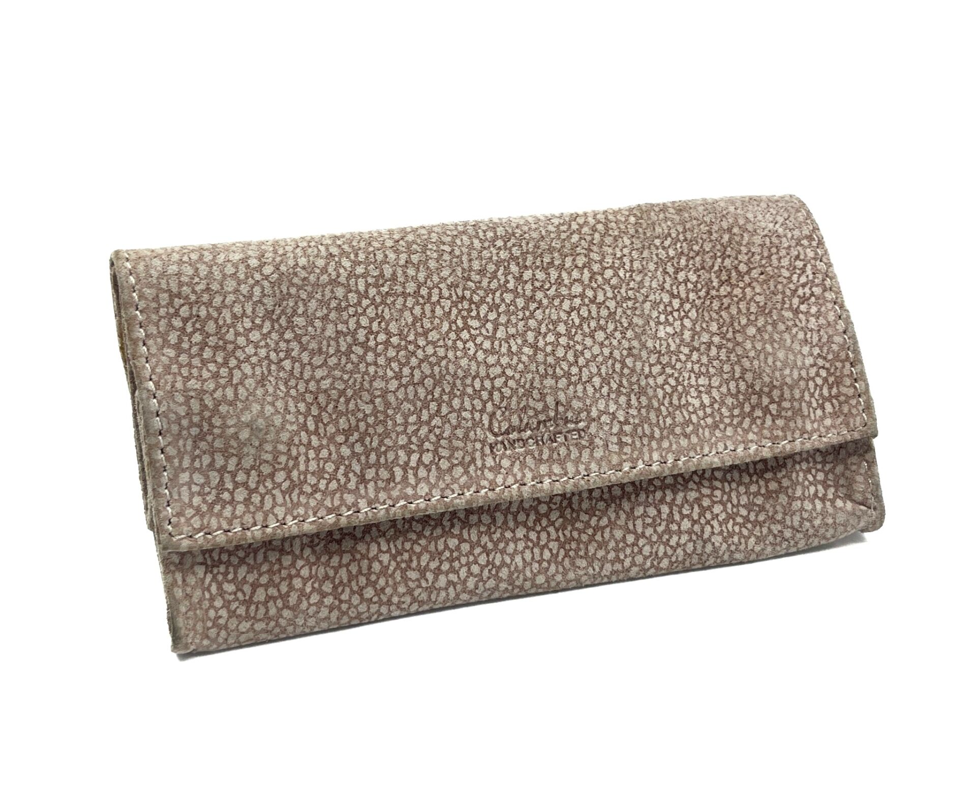 El İşçiliği (Handcraft) Vintage Suni Deri Tütün Kesesi - Bej-Vizon Dokulu