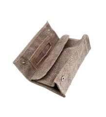 El İşçiliği (Handcraft) Vintage Suni Deri Tütün Kesesi - Bej-Vizon Dokulu