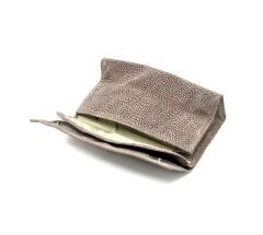 El İşçiliği (Handcraft) Vintage Suni Deri Tütün Kesesi - Bej-Vizon Dokulu