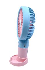 Şarjlı Taşınabilir El Pervanesi / Masa Üstü Mini Fan (Mavi-Pembe)
