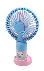Şarjlı Taşınabilir El Pervanesi / Masa Üstü Mini Fan (Mavi-Pembe)