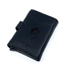 Kayader Mekanizmalı Hakiki Deri Erkek Cüzdan - Kartlık - RFID Korumalı Siyah