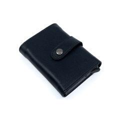 Kayader Mekanizmalı Hakiki Deri Erkek Cüzdan - Kartlık - RFID Korumalı Siyah