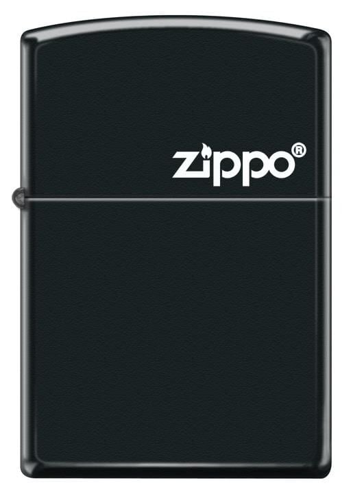 Zippo Black Matte White Logo Design Çakmak