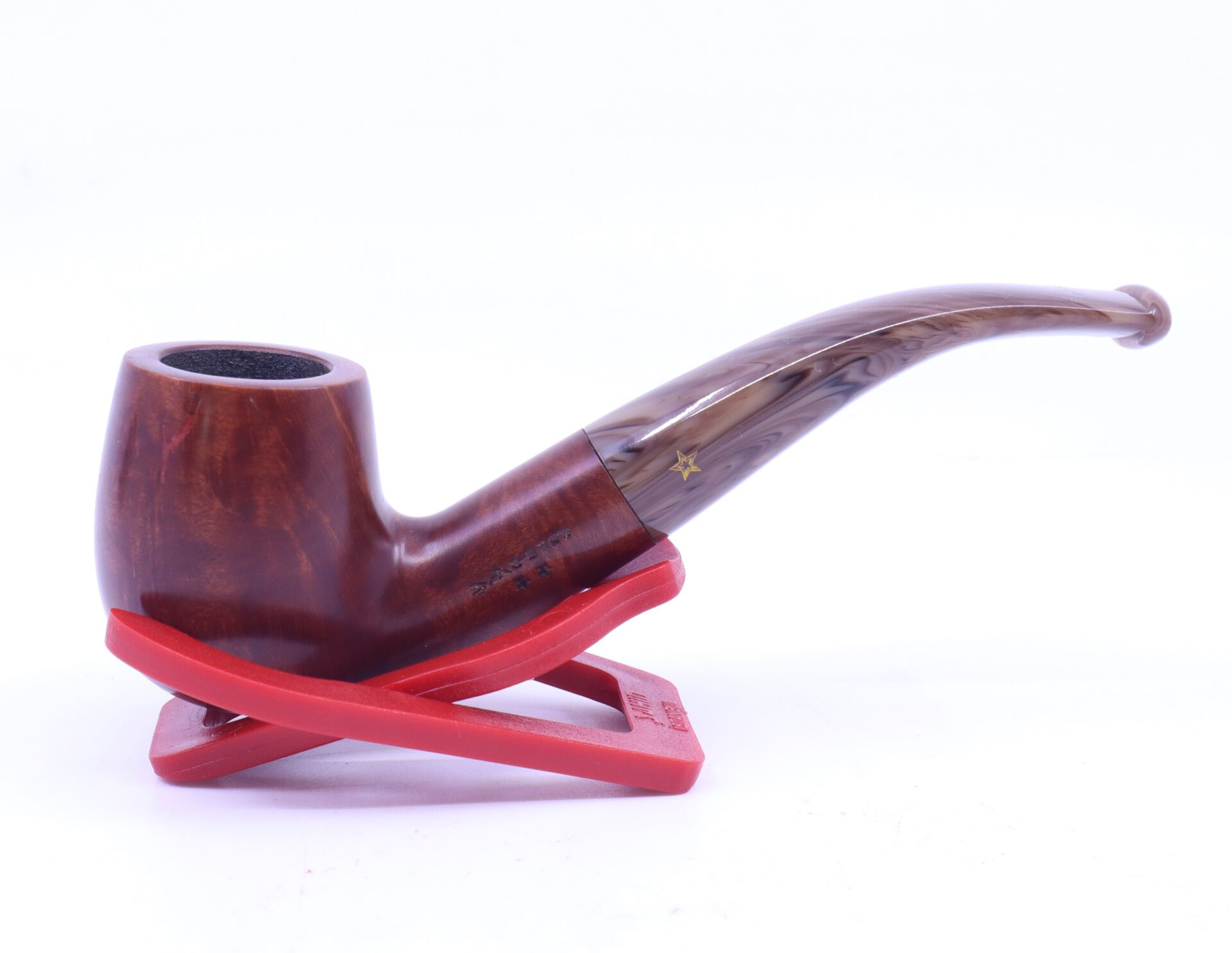 Şahin Sarı Yıldız Bent Billiard 9mm Filtreli Akrilik Saplı Pipo Mod L-10 247787