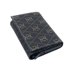 Kayader Mekanizmalı Monogram Baskı Desen Erkek Cüzdan - Kartlık - RFID Korumalı Kahverengi - Vizon